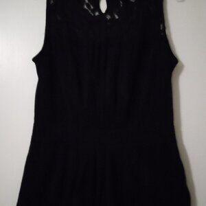 Worthington women's black top sizeL lace top & pleated bottom goth grunge boho